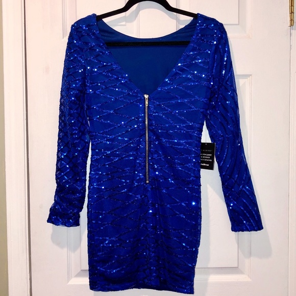 BLUE SEQUINS PARTY DRESS - Picture 2 of 5